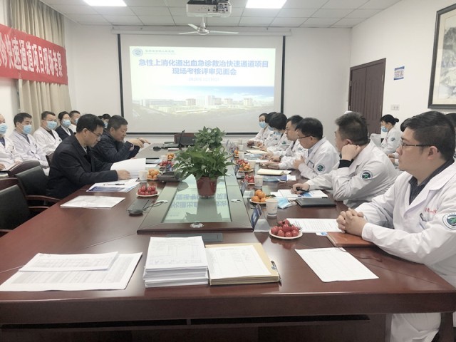 国家急性上消化道出血急诊救治快速通道项目评审专家一行莅临陕西省第四人民医院现场评审
